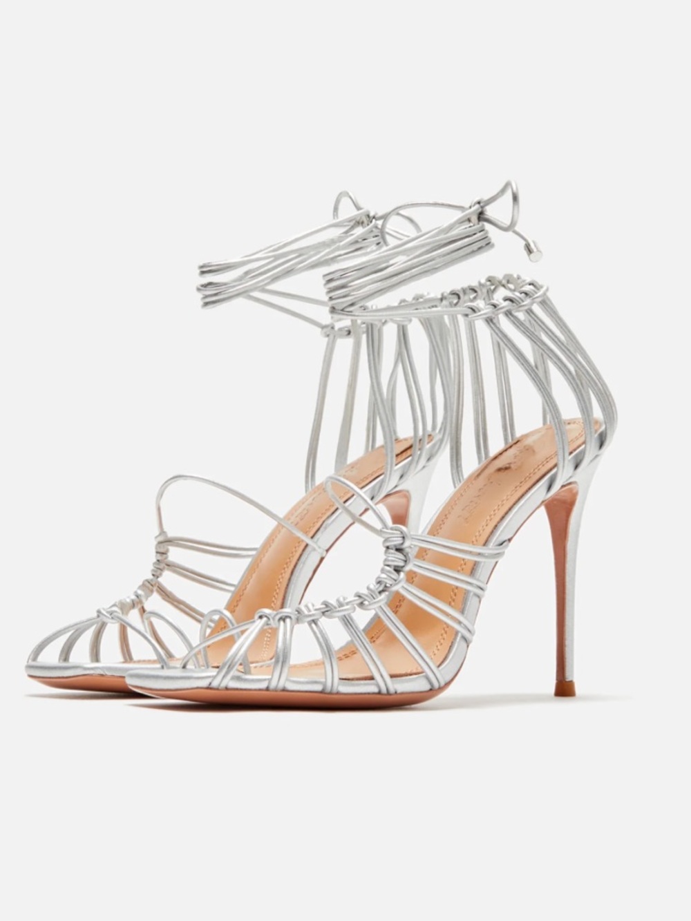 Tejahn Burnett High-heeled Shoes  Silver Straps Sz 39 NEW